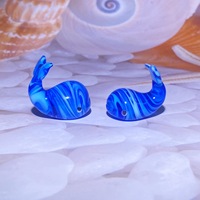 Adorno de Delfín Esmaltado en Color Dorado, Animal Marino, Orca, Rayo Manta de Cristal Azul, Decoración de Escritorio de Dibujos Animados, Colección de Artesanías