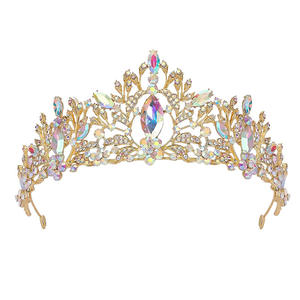 Mode mariée mariage strass couronnes luxe métal cristal fête diadèmes pour femmes coloré <span class=keywords><strong>diamant</strong></span> cheveux accessoires diadème - Product Image 5