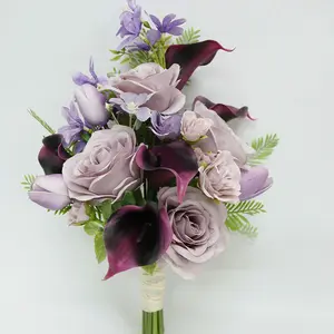 AYOYO OEM lila Farbe Serie Handgelenk Korsage künstliche Tulipinenblume Brauthalterungsbündel für Handblume