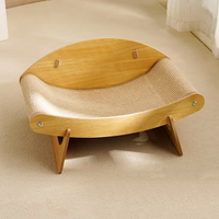 Lit pour chat en bois en forme de crabe, griffoir respirant en sisal avec support pour animaux de compagnie d'intérieur