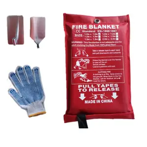 Firefighting Fireproof Set Stainless Steel Hooks Emergency Fire Blanket CE En1869 For Kitchen Home