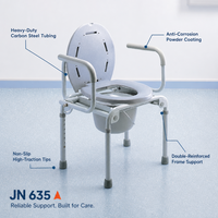 Chaise de Commode avec Pieds Réglables 48-63cm, Dossier Ventilé, Assise Large, Poignée Amovible