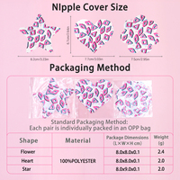 Cache-tétons adhésifs jetables en satin rose à imprimé géométrique, sexy et sans couture, pour l'été, les fêtes et les festivals