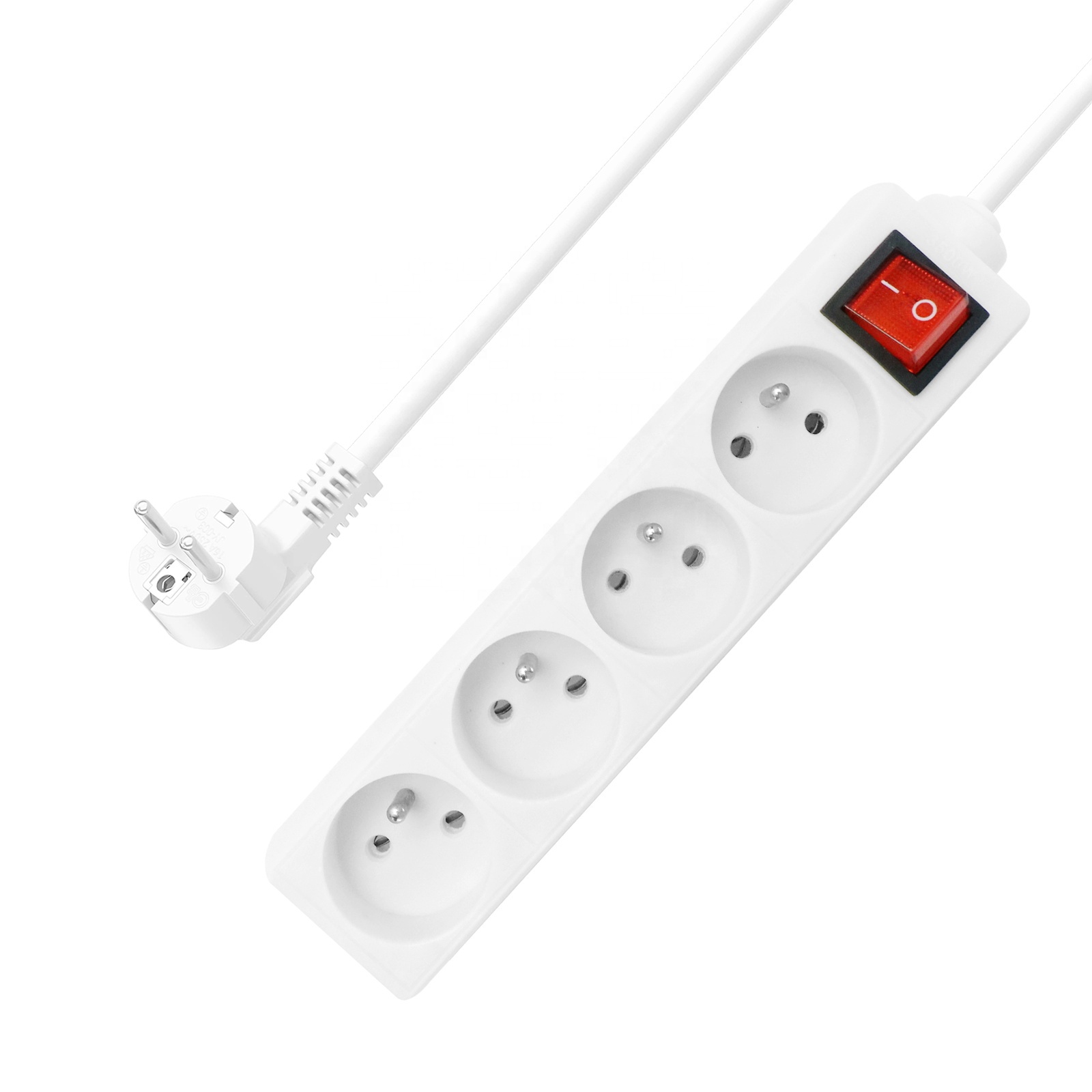 VNX Wholesale Cheap French Standard 5 Way Extension Cord Socket Power Strip PVC EU Plugs 16A Rated Compatible
