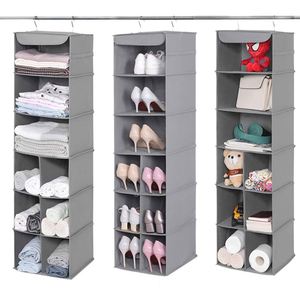 6-Shelf Foldable Linen Closet Organizer Multipurpose Hanging Storage for Clothing <b>Shoes</b> Collapsible <b>Wardrobe</b> Hanging Organizer - Product Image 1