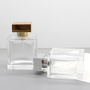 Flacon de parfum en verre blanc carré 100 ml Vaporisateur transparent Flacon cosmétique vide avec bouchons en plastique et collier en PP - Product Image 2