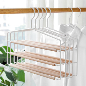 Phụ Kiện Ống Gỗ Ba Tầng Tiết Kiệm Không Gian Kim Loại Đen Quần Nhiều Lớp Quần Lửng Giá Treo Quần Áo - Product Image 4