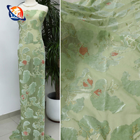 Tissu en velours Burnout, mélange de nylon et de viscose tissé, imprimé feuille d'or, motif floral, pour tenues de soirée, tissu en velours Devoré pour robes Abaya