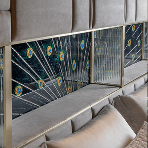 イタリアの高級デザインの寝室セットモダンな木製家具布張りのベッドダブルベッドレザーヘッドボードキングサイズベッドルームセット - Product Image 5