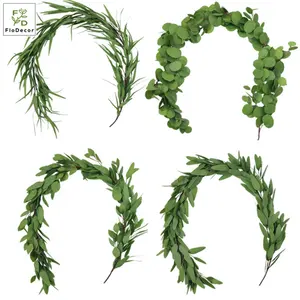 Ghirlanda di salice di eucalipto artificiale di alta qualità da 175 cm foglie vite vero tocco verde lattice appeso decorazione della fase di nozze