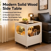 Mesa Auxiliar Rodante Moderna de Madera Maciza con Dos Niveles de Almacenamiento, Carrito Móvil para Té y Sofá, Pedido al por Mayor, Proveedor Chino