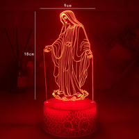 Lampe de nuit en forme de croix de Jésus, cadeau d'éclairage 3D en forme de Jésus chrétien, lampe de table à LED avec charge USB pour la décoration de la pièce