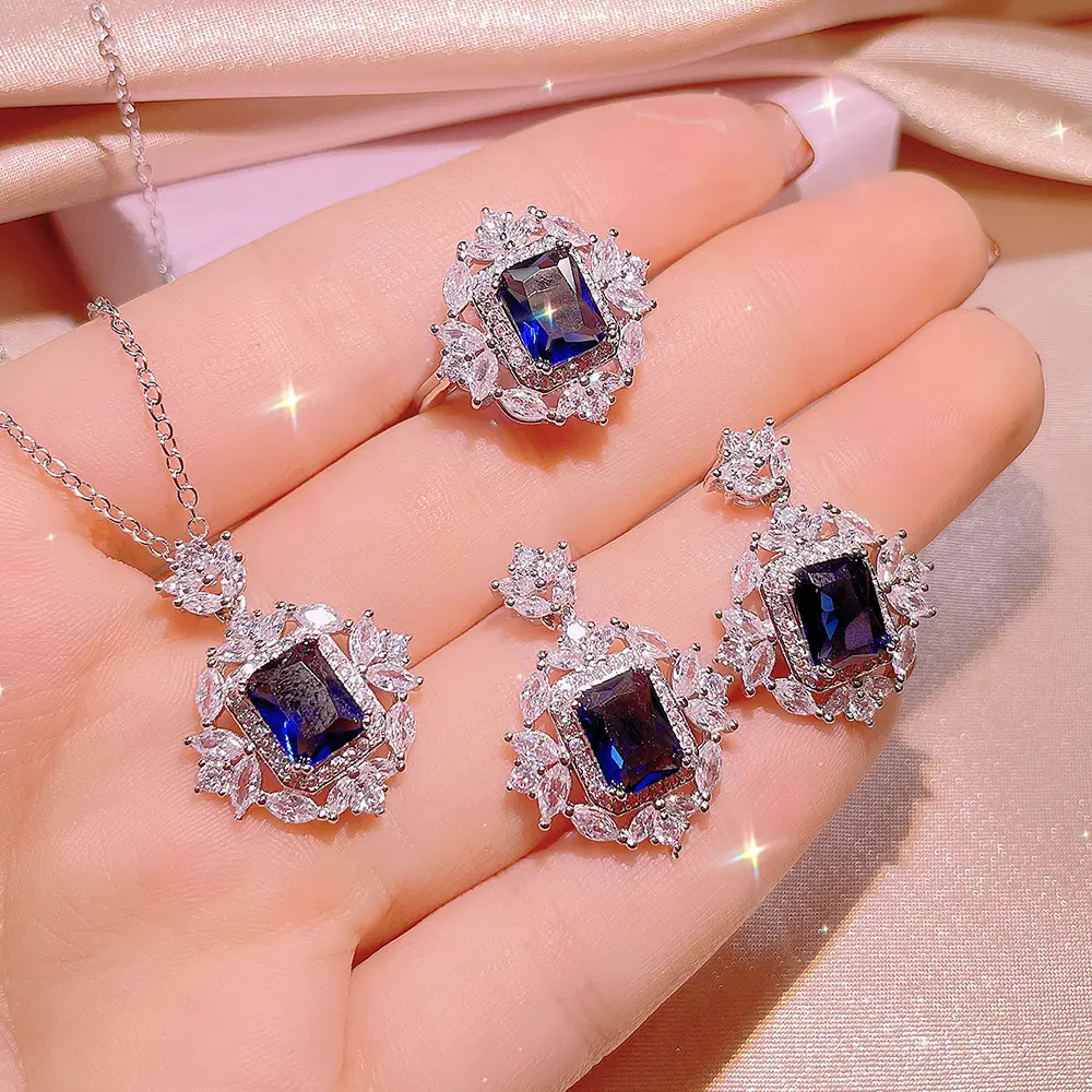 Jewelry Sets For Women Wedding Bridal Jewelry Set With Necklace Earring For Bride Cubic Zirconia Bridesmaid Jewelry