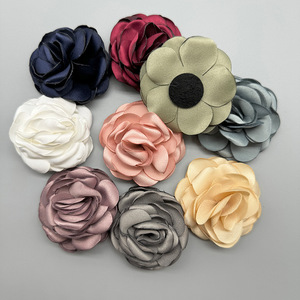 Flor de tela con borde pulido de 5 cm, rosa camelia, accesorios de ropa hechos a mano, decoración para el cabello, zapatos y bolsos - Product Image 3