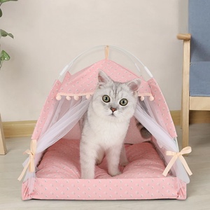 Tente <span class=keywords><strong>tipi</strong></span> pour chat en lin personnalisée Petopia, <span class=keywords><strong>lit</strong></span> pliable avec caoutchouc et duvet, durable, pour l'intérieur et l'extérieur, perchoirs et lits pour chat - Product Image 3