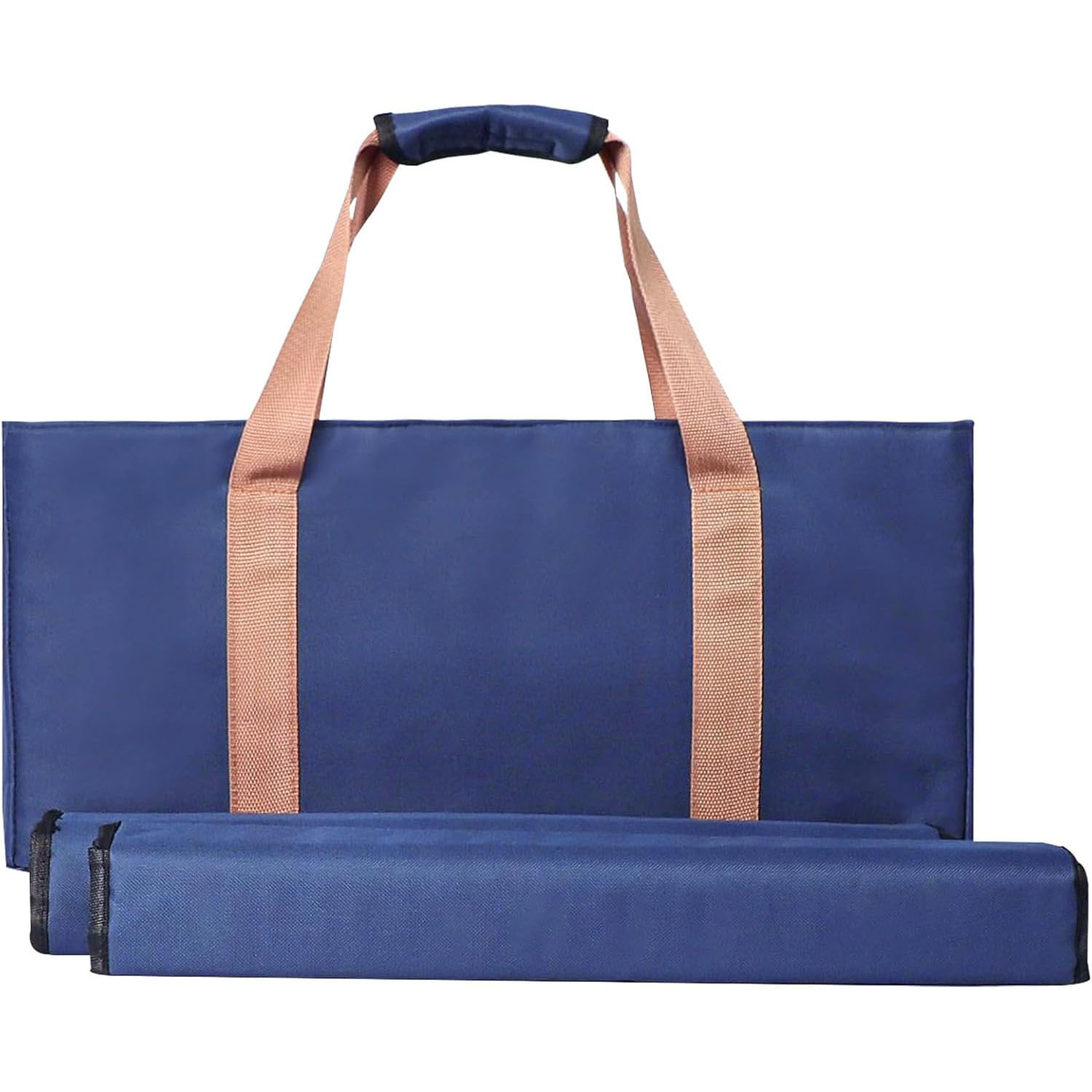 Bleu uni avec pochette marron
