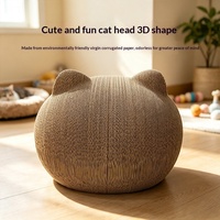 Grattoir pour chat en carton ondulé fait main et lit confortable pour chat avec design tête de panda 3D ; Utilisation intérieure/extérieure toutes saisons