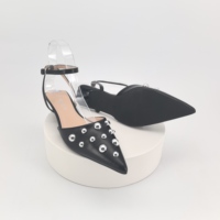 Nouveauté été Chaussures à talons hauts pour femmes Noir Bouche peu profonde Mode Banquet Travail Rivet Talon aiguille Sandales sexy Talon haut