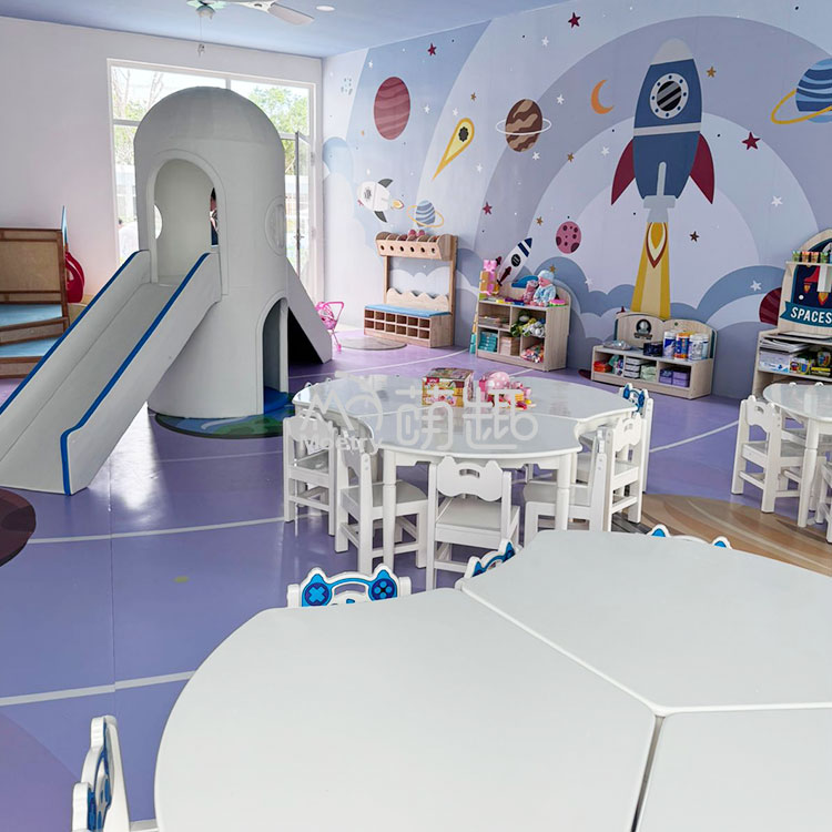 space theme kids classroom setup