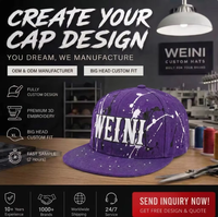 Cappellino Snapback Personalizzato con Ricamo 3D a Rilievo, Stampa Digitale Splash Ink, Strass, Visiera Piatta, Stile Hip Hop, Logo Personalizzato