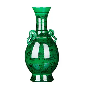 Jingdezhen Керамическая Современная зеленая глазурованная ваза для цветов для ресторана и домашнего стола для декора