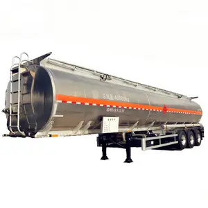 工厂供应3轴50煤层气铝Q235钢油箱拖车油水罐车半卡车船拖车待售