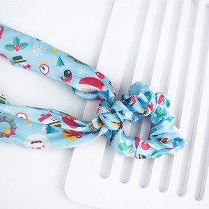 Cintas para el Cabello de Satén Navideñas, Scrunchies con Lazo Largo, Diseño de Dibujos Animados, Estilo Europeo y Americano, Accesorio de 25 cm - Product Image 5
