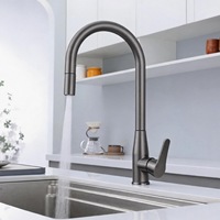 Grifo de Cocina de Diseño Moderno con Rociador Extraíble de Arco Alto, Cuerpo Cónico de Acero Inoxidable Cepillado para Cocina Moderna, Proveedor Mayorista