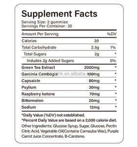 Gomitas de Garcinia Cambogia para la Pérdida de Peso con Té Verde y Cetonas de Frambuesa, Suplemento Dietético Vegetariano - Product Image 6