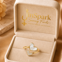 Bague ouverte JinSpark 'Cœur éternel' en coquille et zircon