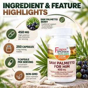Extrait de palmier nain Shecome 450 mg personnalisé, aide à soutenir la santé de la prostate, complément de palmier nain, 250 capsules - Product Image 5
