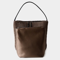 Nouveau sac seau en cuir véritable tissé à la main pour femme, sac fourre-tout ajouré à la mode, sac à bandoulière en cuir de vachette de haute qualité, sac sous le bras