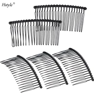 5 Buah Sisir Klip Rambut Kawat Logam, Sisir Kawat Putar Hitam 7.5*3.5Cm 20 Sisir Kerudung Pernikahan HS488