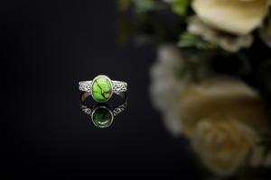 Handmade Sterling Silver <b>Wedding</b> Ring with Oval Green Copper Turquoise Stone Elegant Statement Jewelry for Women <b>Gift</b> for Her - Product Image 3