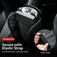 Coussin d'accoudoir universel pour voiture en cuir avec mousse à mémoire de forme, rehausseur de console centrale avec rangement multifonctionnel