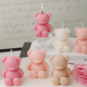 Bán buôn handmade teddy bear nến màu sắc khác nhau handmade sáp đậu nành dễ thương gấu hình nến thơm cho trang trí nội thất - Product Image 1