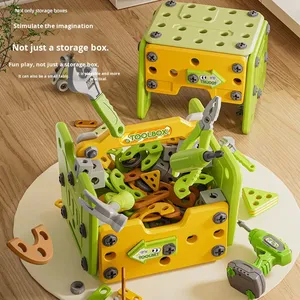 Ensemble d'outils éducatifs STEM pour assembler des vis, blocs de construction en plastique DIY pour enfants, jeu de simulation d'établi avec boîte à outils portable - Product Image 5