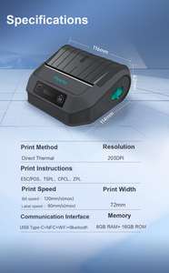 DA380S เครื่องพิมพ์ความร้อน BT เคลื่อนที่2-3นิ้วรองรับ zebra/<span class=keywords><strong>bixolon</strong></span>/honeywell ภาษา: tspl, cpcl, ZPL, esc/pos - Product Image 3