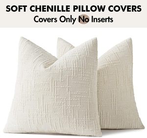 Housses de coussin décoratives blanc crème 18x18 pouces, lot de 2, style ferme, pour canapé, salon, chambre - Product Image 6