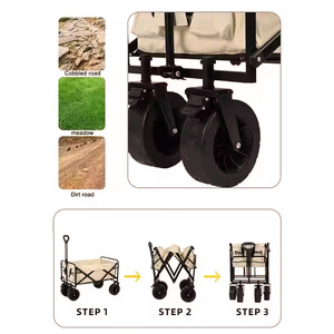 Ngoài trời Vườn công viên tiện ích trẻ em Wagon xách tay 4 bánh xe bãi biển Xe đẩy giỏ hàng có thể gập lại cắm trại Xe đẩy gấp Wagon - Product Image 3