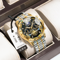 Reloj Binbond B3103 de Cuarzo Multifuncional, Deportivo y Elegante, con Correa de Acero Inoxidable, Luminoso, Resistente al Agua, Estilo Antiguo para Negocios