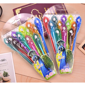 Peacock Feather Gel <b>Pen</b> <b>Multi</b> <b>Colored</b> Diamond Tip Creative Stationery For Students And Gift Writing - Product Image 2