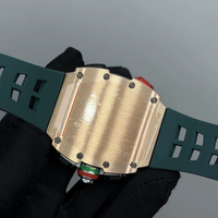 Montre de sport mécanique automatique squelette chronographe de luxe style RM 65-01 Split Seconds avec boîtier en fibre de carbone et bracelet en caoutchouc