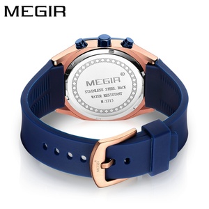 นาฬิกาข้อมือ MEGIR 2115 ทรงแปดเหลี่ยมสำหรับผู้ชาย ขายส่งจำนวนมาก นาฬิกาแฟชั่นลำลองสีเหลือง ระบบโครโนกราฟ ควอตซ์ - Product Image 6