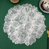Décor de table 15 pouces Ginkgo évider PVC métallisé or chargeur assiette tapis fleur napperons pour réception de mariage de vacances