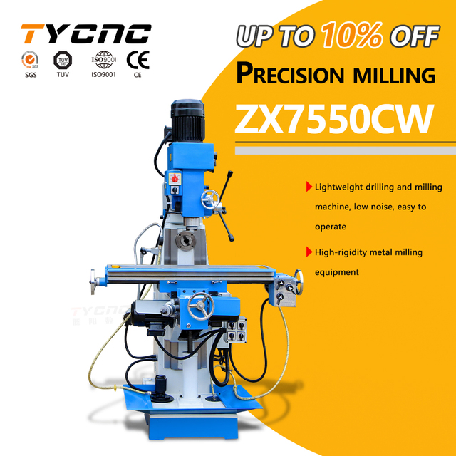 ZX7550CW Vertical Drilling and Milling Machine MT4 Spindle with DRO Precision Mill for Metal