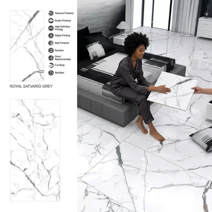 Carreaux de porcelaine Roman Travertine Bianco PGVT 600x1200mm, aspect marbre poli et émaillé, pour sol et mur - Product Image 5