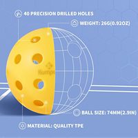 Balles de pickleball KUMPOO pour adultes, lot de 3, 40 trous, jeux de plein air |   Matériau TPE Haute visibilité Couleurs vives Précision