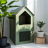 Maison pour chat en métal à deux étages, style moderne, respirante, intérieure/extérieure, avec fermeture à bouton, design pliable pour le salon