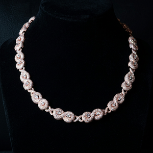 S925 18K Solid Gold Lab Grown Diamond <b>Statement</b> <b>Necklace</b> Round Brilliant Cut Pavé Setting Geometric Luxury Wedding Jewelry - Product Image 1